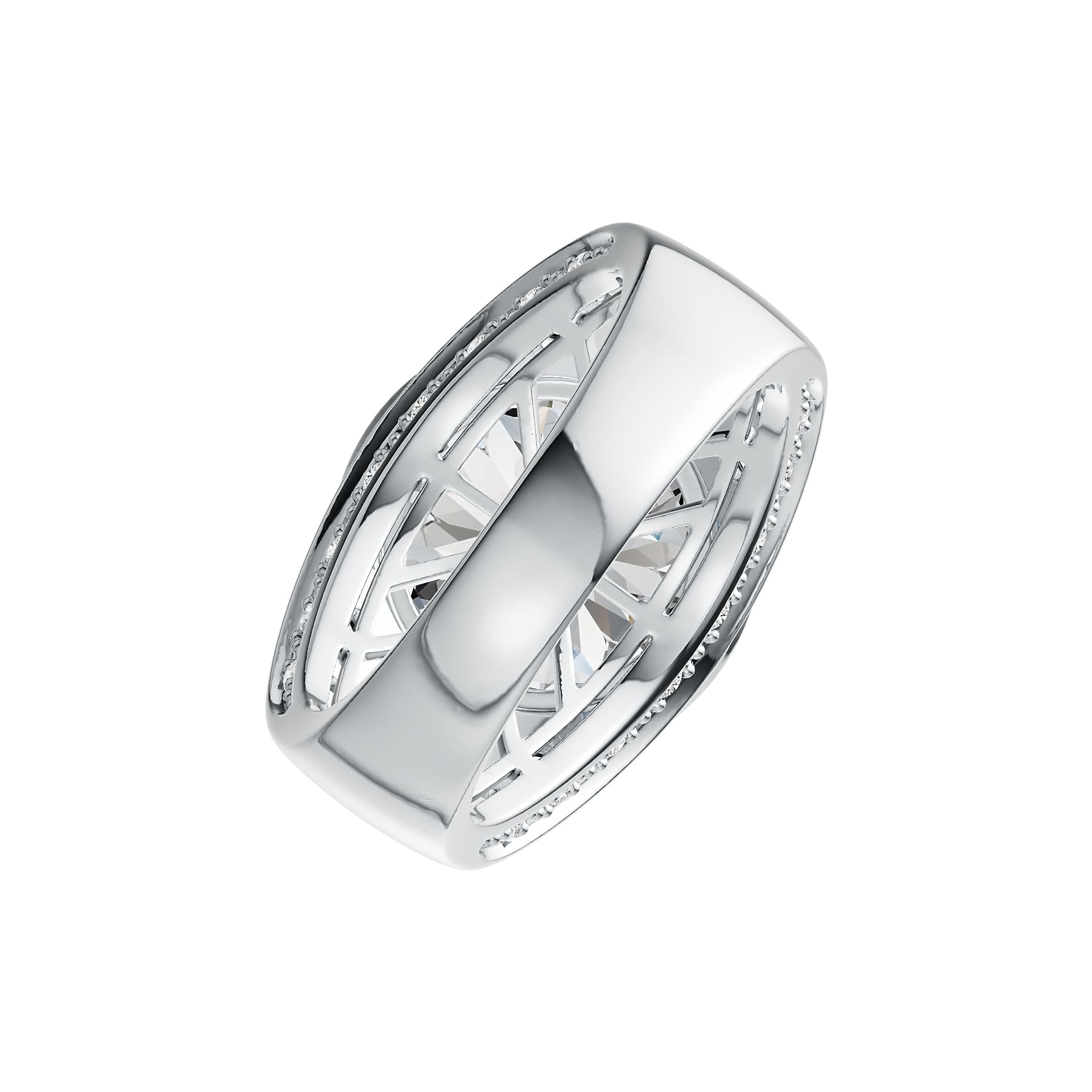 Sterling Silver Semi Mount Ring Setting Round RD 14x14mm DHJ