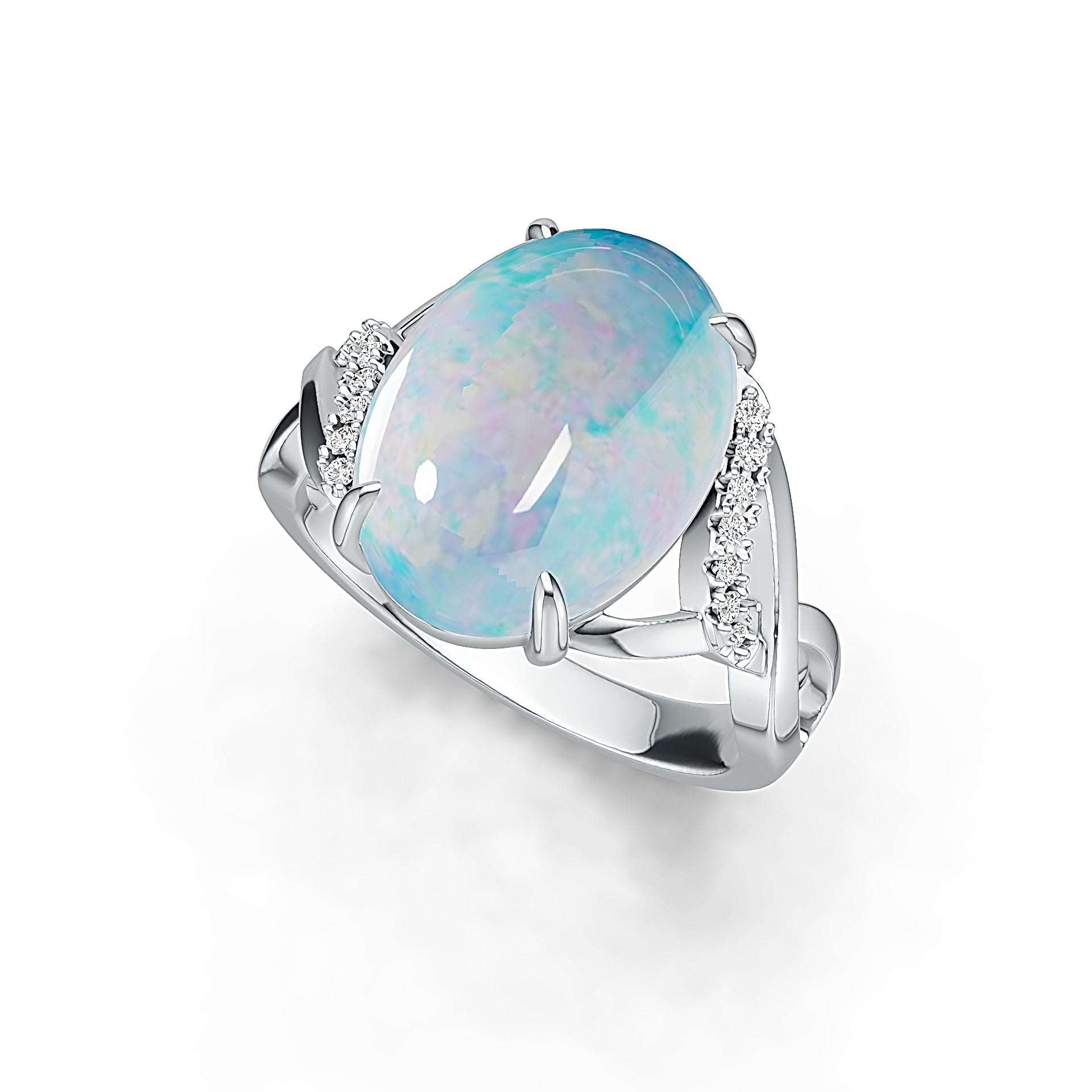 Platinum Semi Mount Ring Setting Oval OV 17X12mm Diamond Accent DHJ