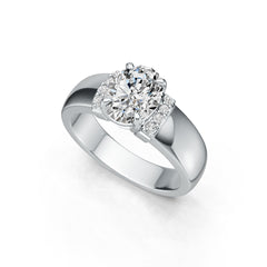 Platinum Semi Mount Ring Setting Oval OV 9X7mm Diamond Accent DHJ