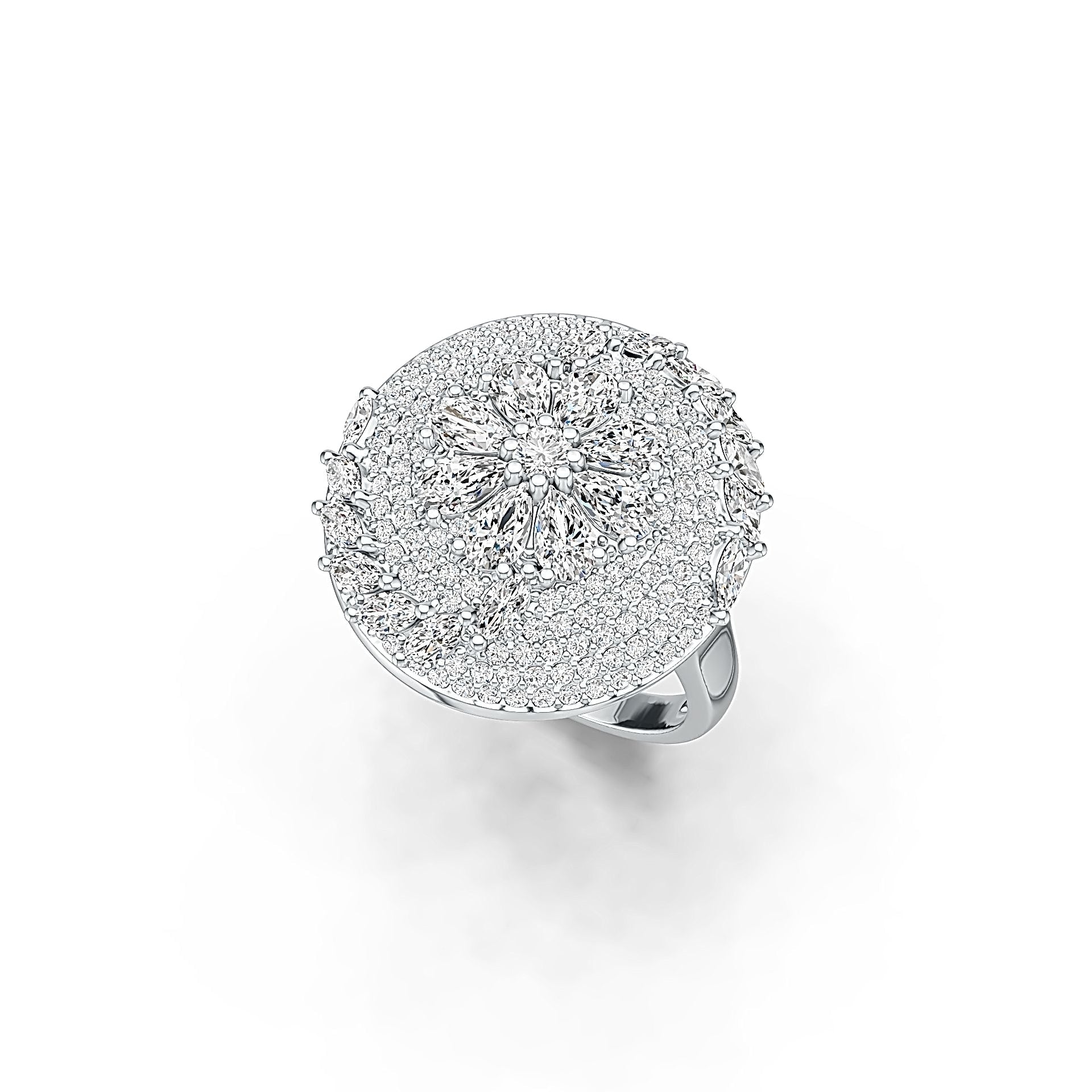 14K Gold Cluster Cocktail Ring with White Topaz or Moissanite Diamond Accent DHJ