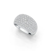 18K Gold Pave Dome Ring with or Moissanite Diamond Accent DHJ
