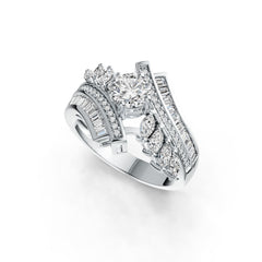 18K Gold Semi Mount Ring Setting Round RD 6x6mm Bypass Diamond Accent DHJ