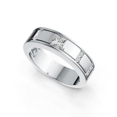 14K Gold Semi Mount Ring Setting Princess SQ 4X4mm Men's Ring Diamond Accent DHJ