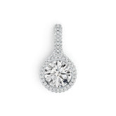 18K Gold Semi Mount Pendant Setting Round RD 10x10mm Diamond Accent DHJ
