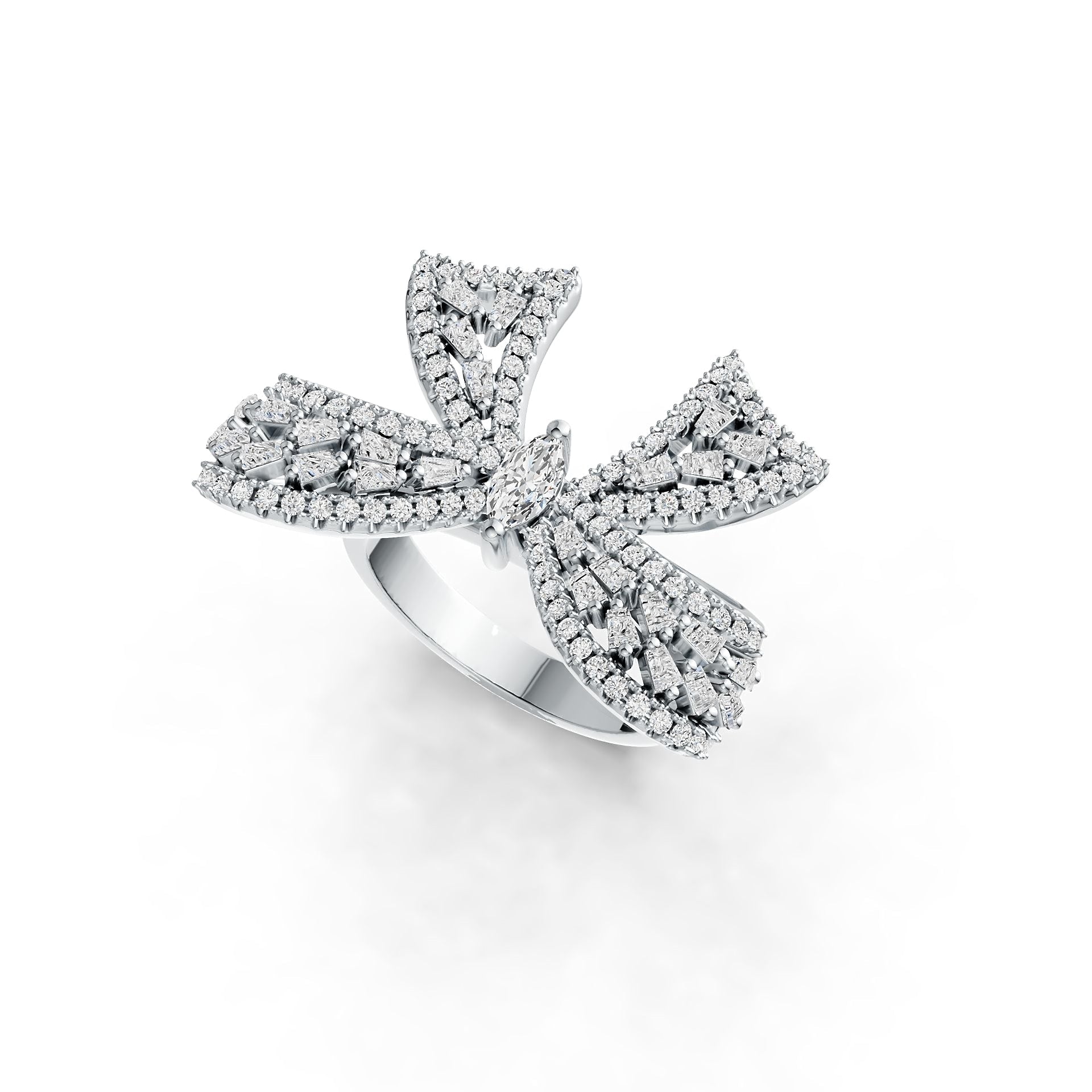 14K Gold Semi Mount Ring Setting Marquise MQ 6X3mm Ribbon Bow Theme Diamond Accent DHJ