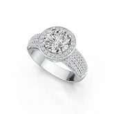 Platinum Semi Mount Ring Setting Round RD 8x8mm Diamond Accent DHJ