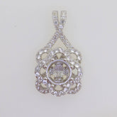 18K Gold Semi Mount Pendant Setting Round RD 6.5x6.5mm with Diamond Accent Syzjewelry