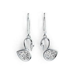 Platinum Semi Mount Earrings Setting Pear PE 7X5mm Swan Theme Diamond Accent DHJ