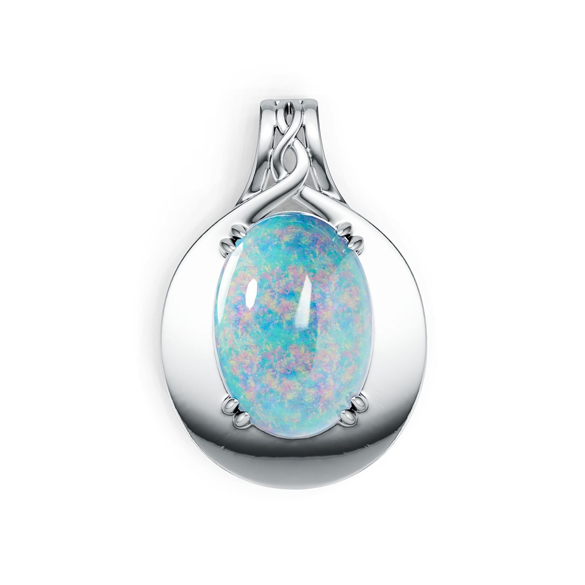 18K Gold Semi Mount Pendant Setting Oval OV 14X10mm Cabochon DHJ