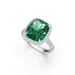 Platinum Semi Mount Ring Setting Cushion CU 14X12mm Halo Diamond Accent DHJ