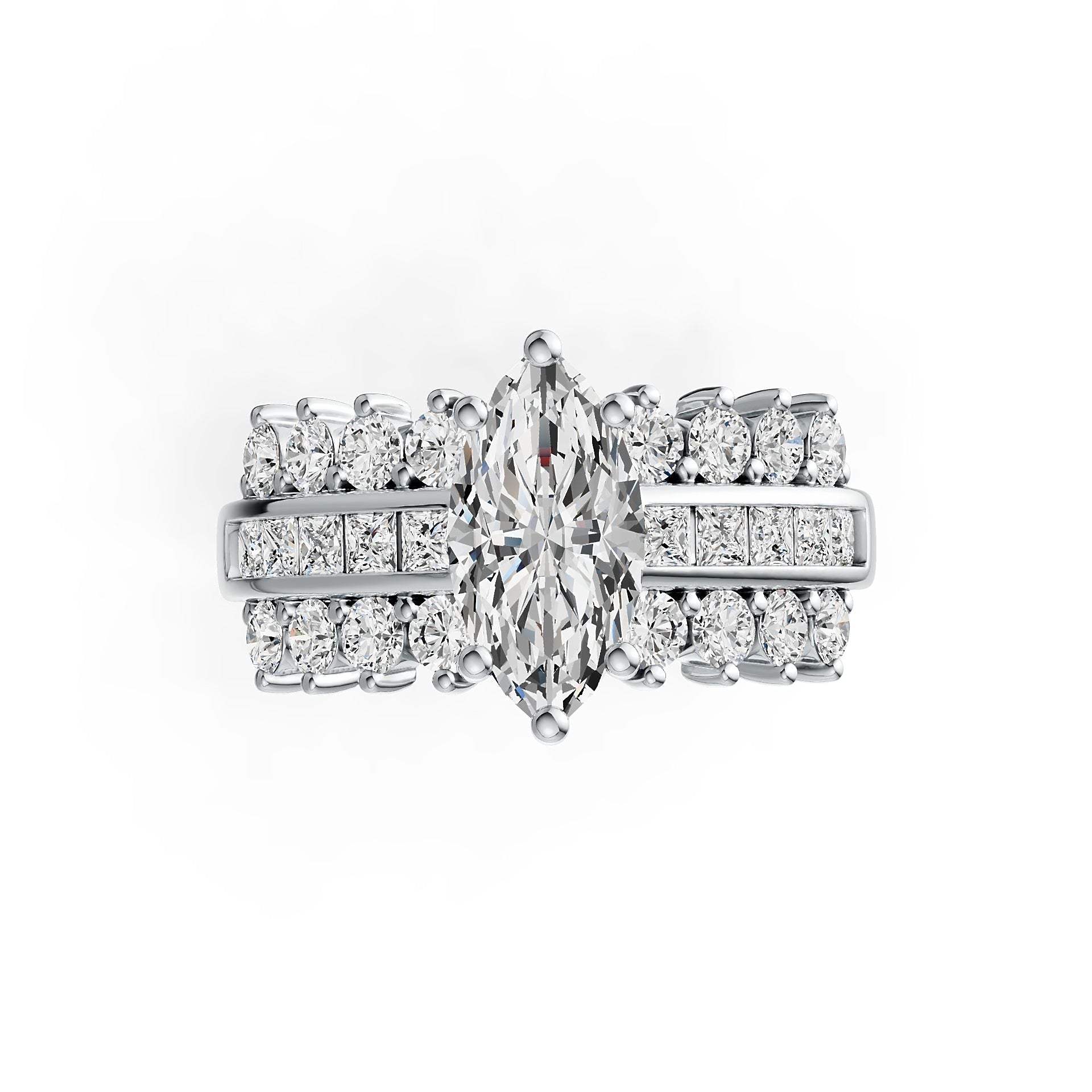 Sterling Silver Semi Mount Ring Setting Marquise MQ 12X6mm with White Topaz DHJ