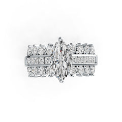 Sterling Silver Semi Mount Ring Setting Marquise MQ 12X6mm with White Topaz DHJ