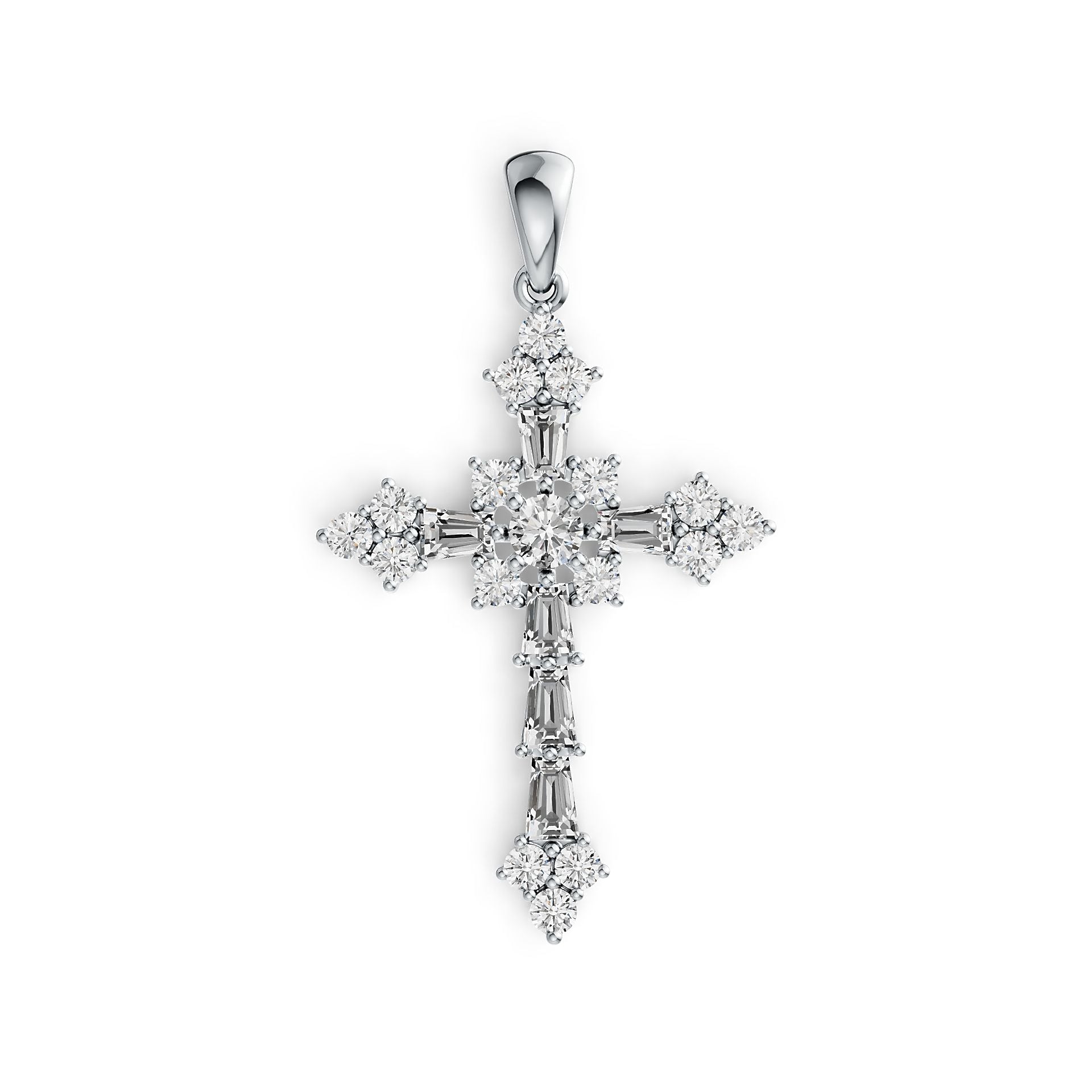 Sterling Silver Semi Mount Pendant Setting Round RD 4x4mm Cross Theme DHJ