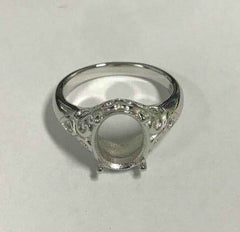 Platinum Semi Mount Ring Setting Oval OV 11X9mm Art Deco Style Diamond Accent DHJ