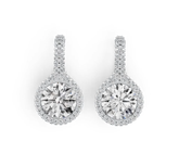 18K Gold Semi Mount Earrings Setting Round RD 10x10mm with White Topaz Diamond Accent DHJ