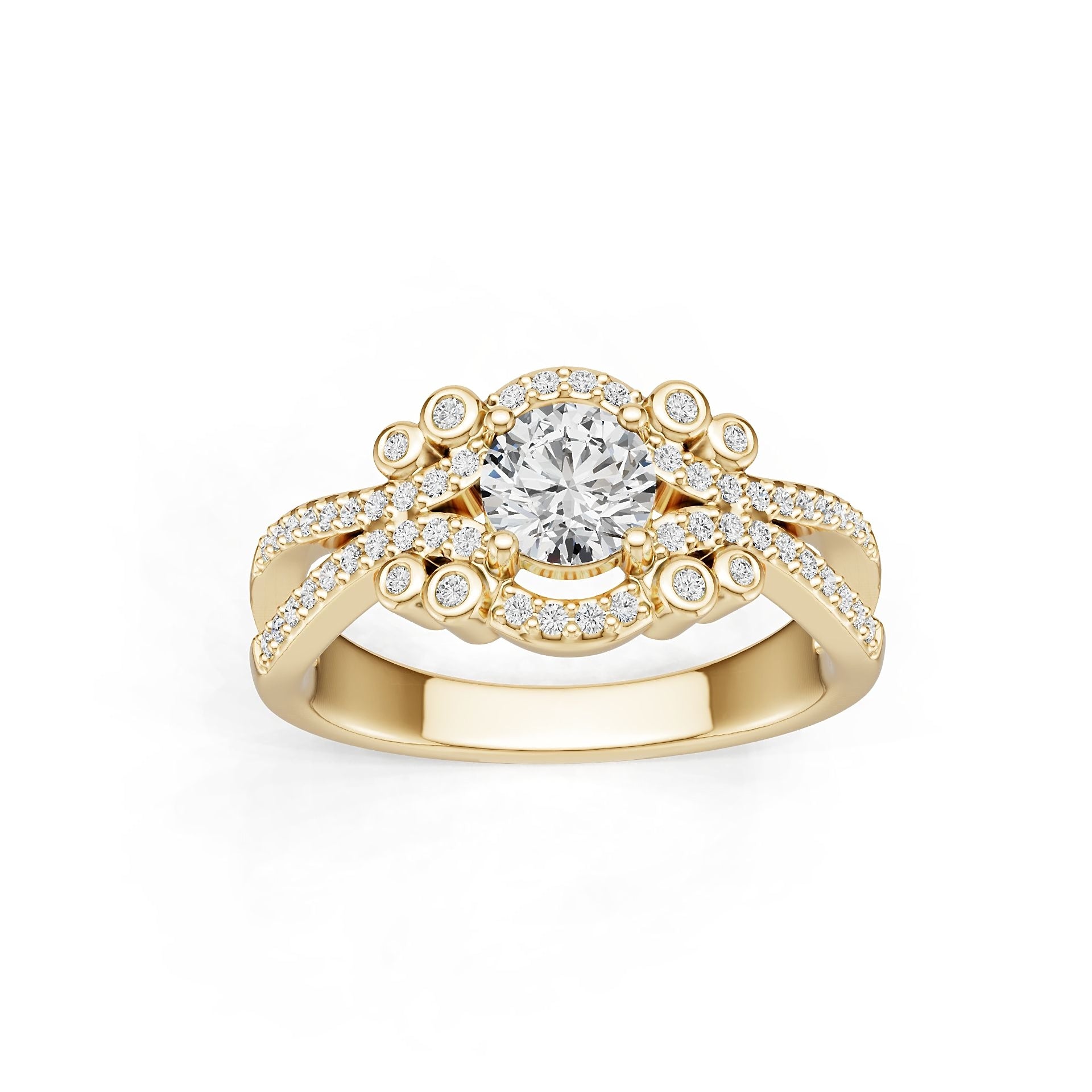 14K Gold Semi Mount Ring Setting Round Ro 5x5mm Diamond Accent Syz Jewelry