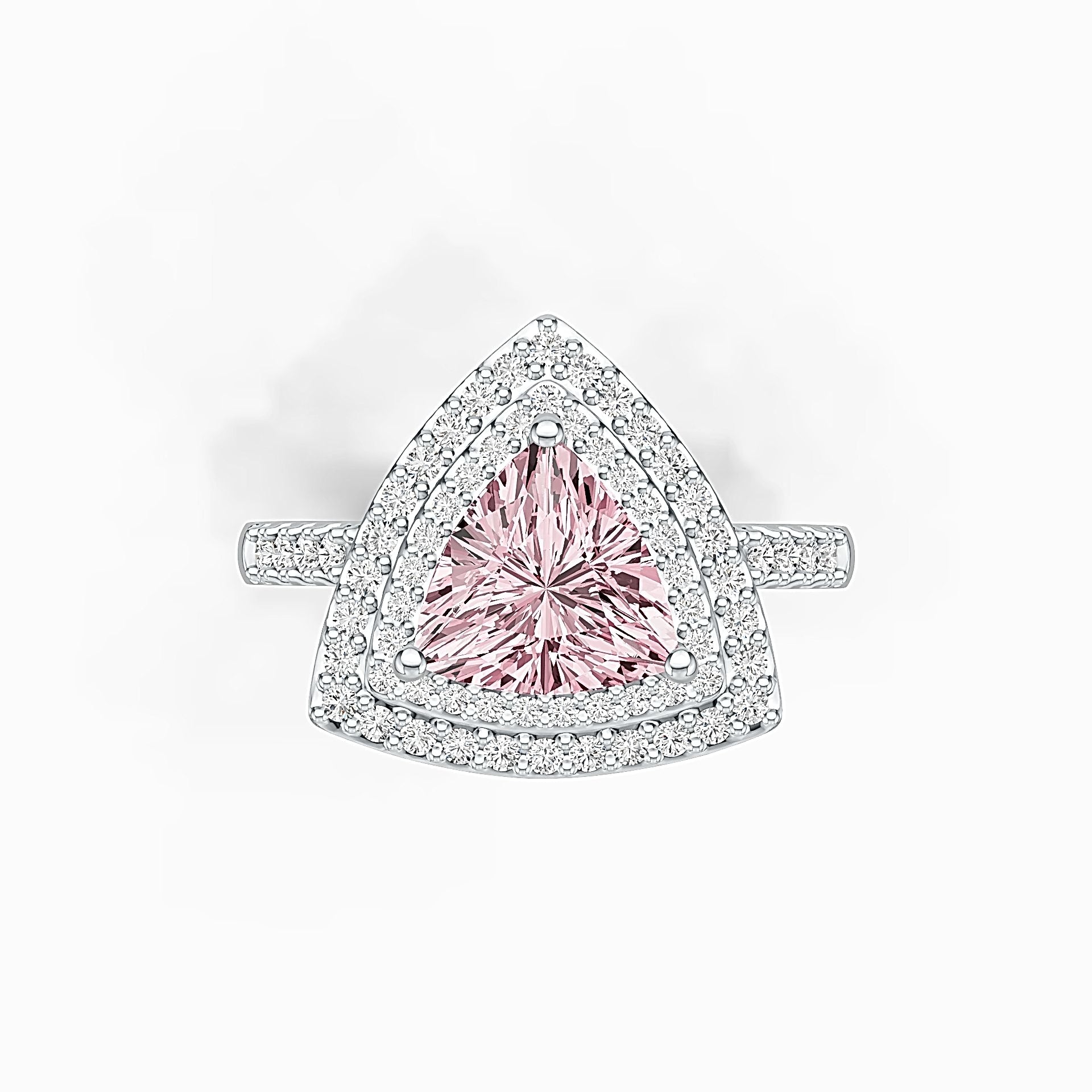 Sterling Silver Semi Mount Ring Setting Trillion TRI 8X8mm Double Halo Syzjewelry