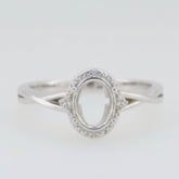 Platinum Semi Mount Ring Setting Oval OV 7x5mm cross shank Whit Diamond Accent Syzjewelry