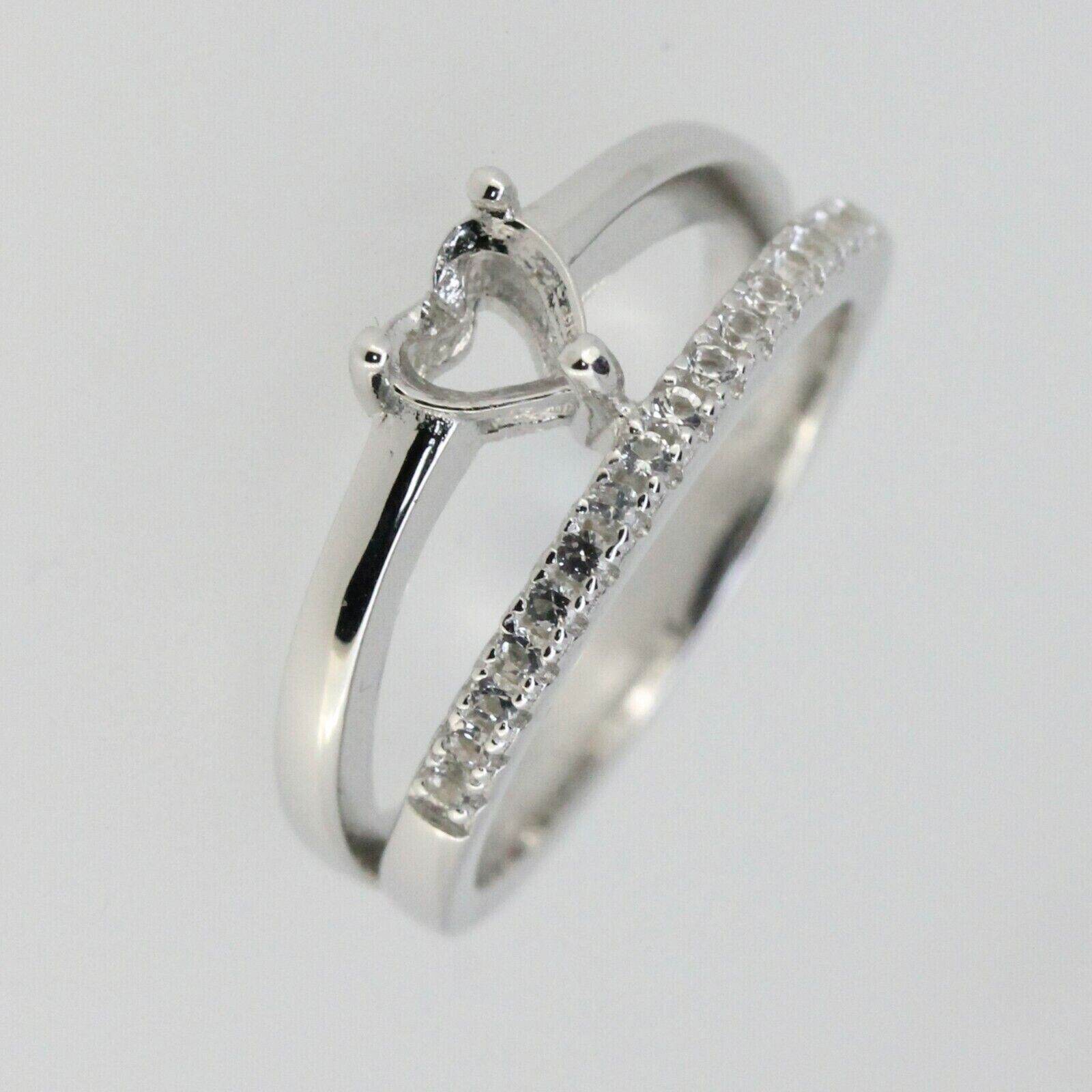 14K Gold Semi Mount Ring Setting Heart HT 5x5mm Love Promise Ring Diamond Accent Syzjewelry