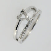14K Gold Semi Mount Ring Setting Heart HT 5x5mm Love Promise Ring Diamond Accent Syzjewelry