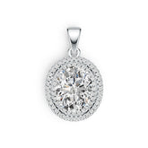 Sterling Silver Semi Mount Pendant Setting Oval OV 11X9mm Double Halo DHJ