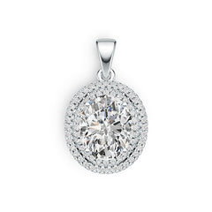 Sterling Silver Semi Mount Pendant Setting Oval OV 11X9mm Double Halo DHJ