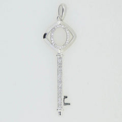 18K Gold Semi Mount Pendant Setting Oval OV 7x5mm Key Theme Diamond Accent Syzjewelry