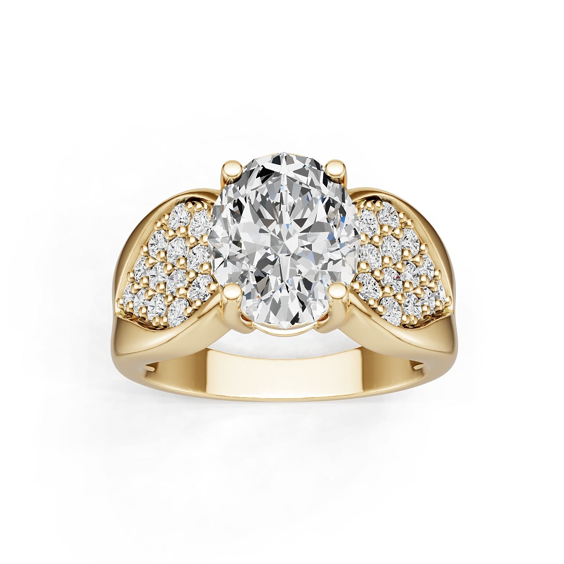 18K Gold Semi Mount Ring Setting Oval Ov 10x8mm Diamond Accent Syz Jewelry