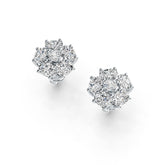 18K Gold Semi Mount Earrings Setting Oval OV 4X3mm RD 3x3mm DHJ