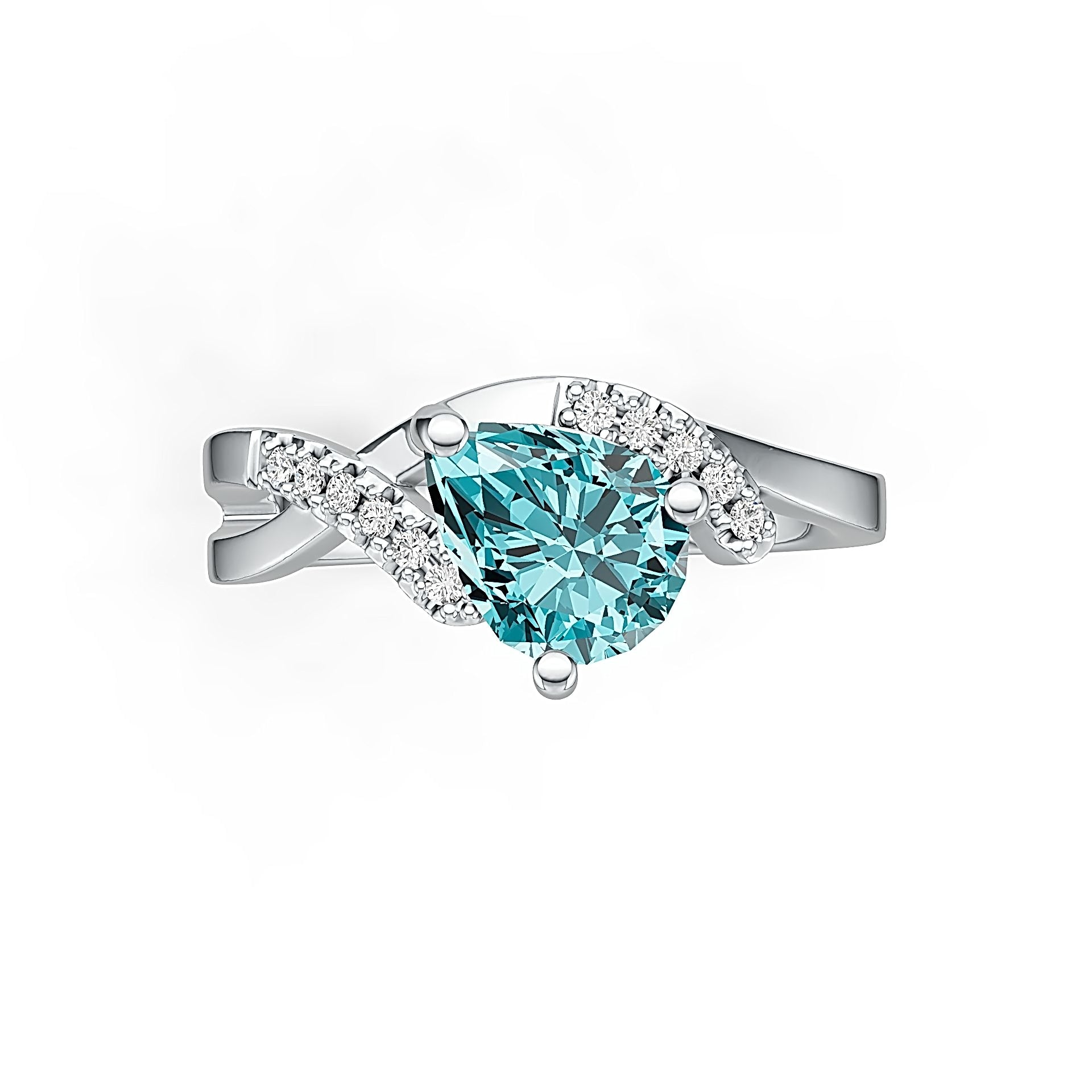 Sterling Silver Semi Mount Ring Setting Pear PE 8X6mm with White Topaz DHJ