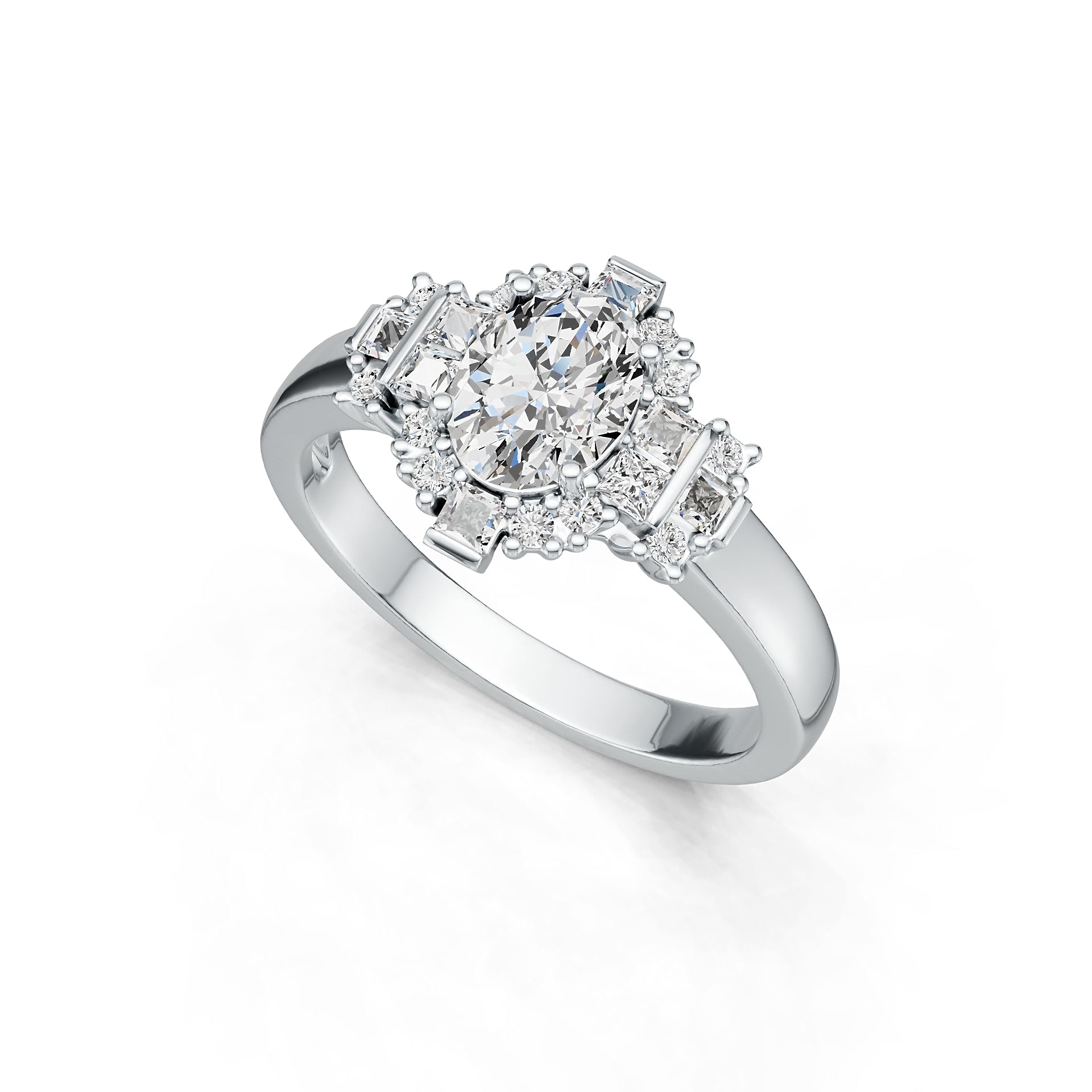 18K Gold Semi Mount Ring Setting Oval OV 8X6mm with Diamond Accent DHJ