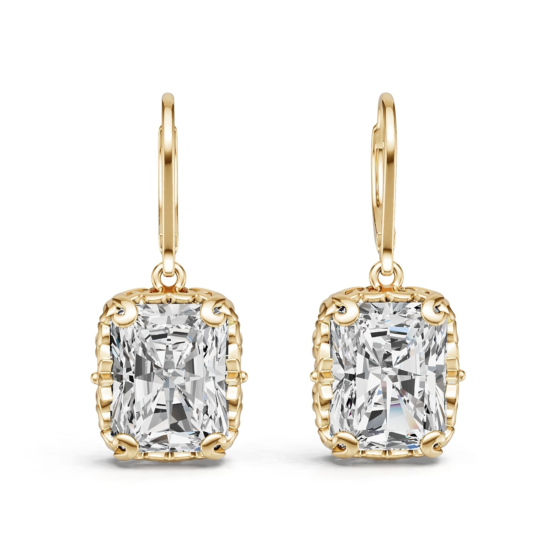 14K Gold Semi Mount Earrings Setting Emerald Em 10x8mm Diamond Accent Syz Jewelry