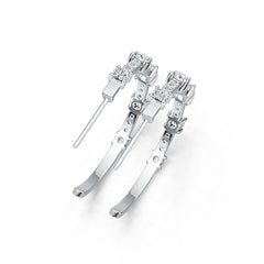 18K Gold Semi Mount Earrings Setting Round RD 4x4mm Diamond Accent DHJ