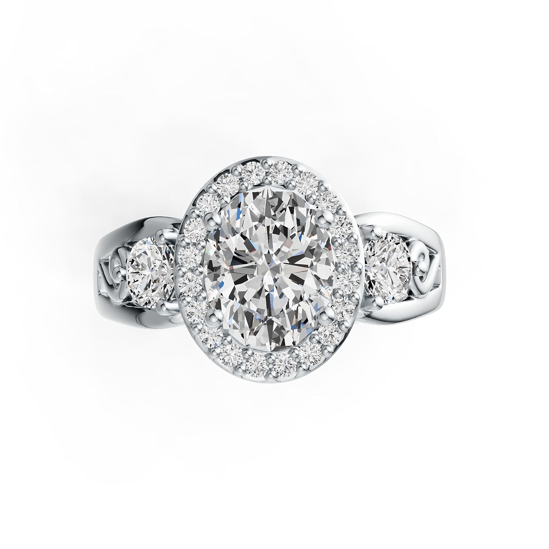 Sterling Silver Semi Mount Ring Setting Oval OV 9X7mm RD 4X4mm Syzjewelry