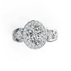 Sterling Silver Semi Mount Ring Setting Oval OV 9X7mm RD 4X4mm Syzjewelry