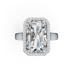 Sterling Silver Semi Mount Ring Setting Emerald OCT 16X10mm Halo DHJ