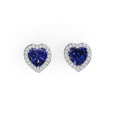 14K Gold Semi Mount Earrings Setting Heart HT 6x6mm Halo Diamond Accent DHJ