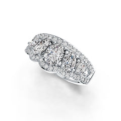 Platinum Semi Mount Ring Setting Oval OV 7X5mm OV 6X4mm OV 4X3mm Tiara Theme Diamond Accent DHJ