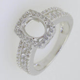 10K Gold Semi Mount Ring Setting Oval OV 9X7mm Halo Moissanite Accent Syzjewelry