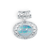 10K Gold Semi Mount Pendant Setting Oval OV 16X12mm Cabochon Art Nouveau Style DHJ