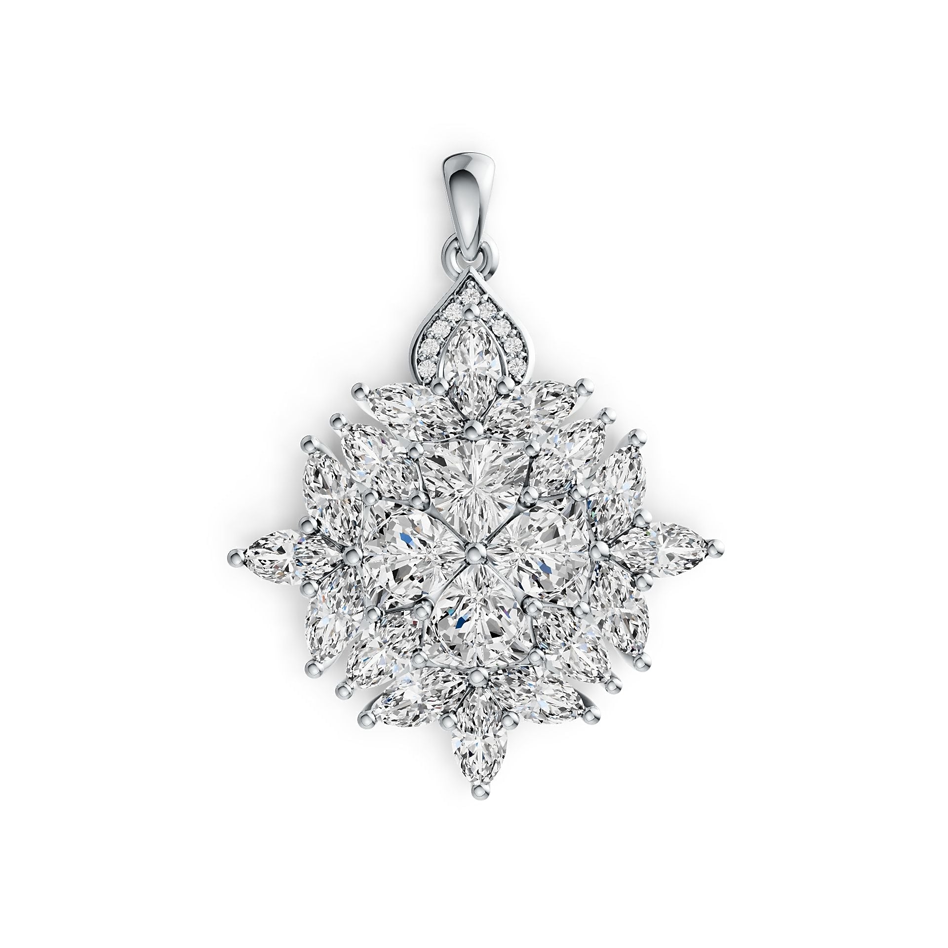 Sterling Silver Semi Mount Pendant Setting Trillion TR 6X6mm MQ 6X3mm DHJ