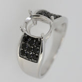 18K Gold Semi Mount Ring Setting Oval OV 10X8mm Diamond Accent DHJ