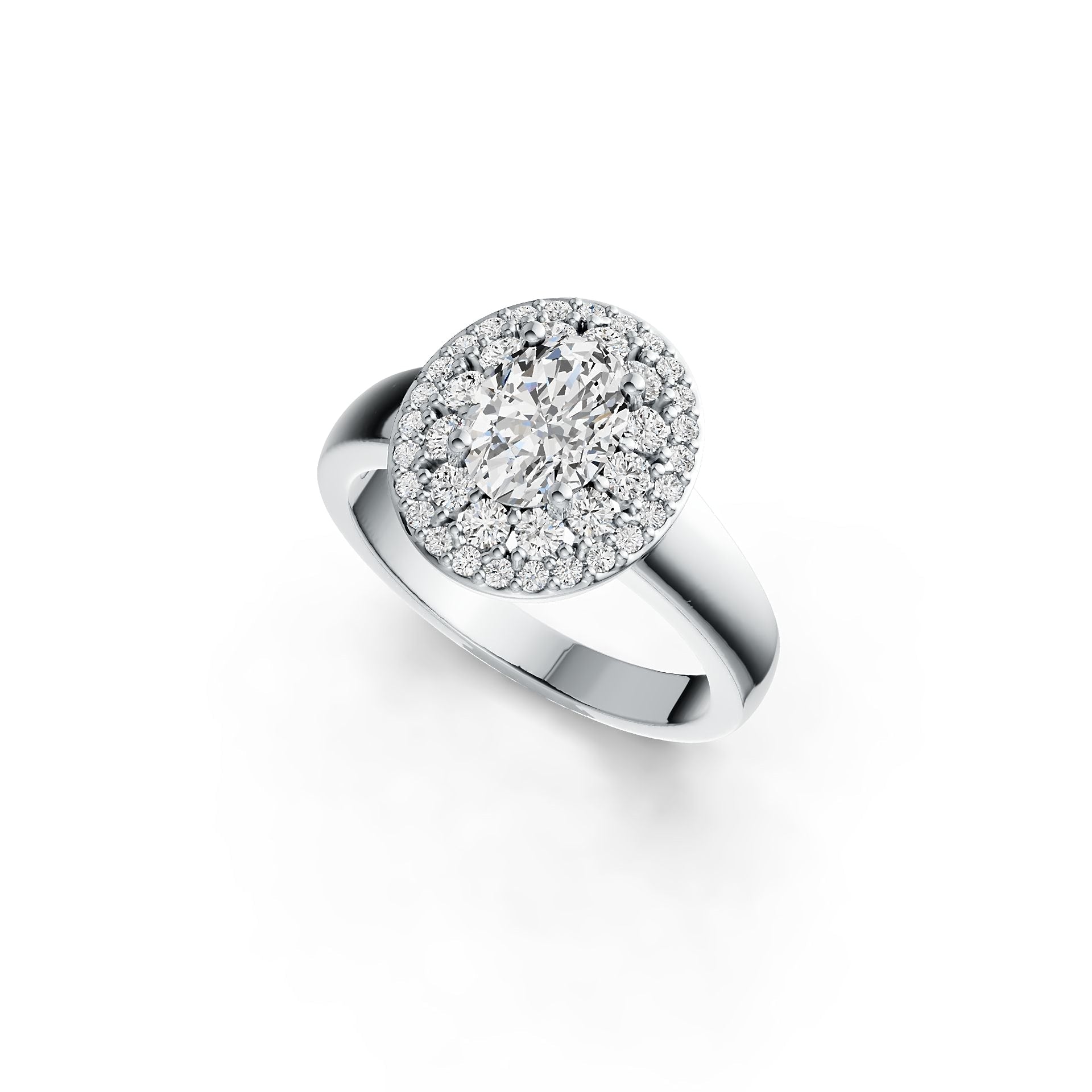 14K Gold Semi Mount Ring Setting Oval OV 8X6mm Double Halo Diamond Accent DHJ