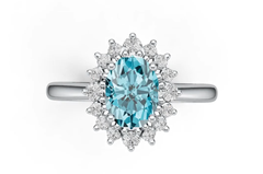 Sterling Silver Semi Mount Ring Setting Oval OV 8X6mm with White Topaz Syzjewelry