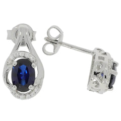 18K Gold Semi Mount Earrings Setting Oval OV 7X5mm with White Topaz Diamond Accent DHJ
