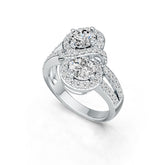 Platinum Semi Mount Ring Setting Round RD 6X6mm Diamond Accent DHJ