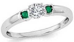 10K Gold Semi Mount Ring Setting Round RD 5x5mm RD 2x2mm Three Stones Moissanite Accent DHJ