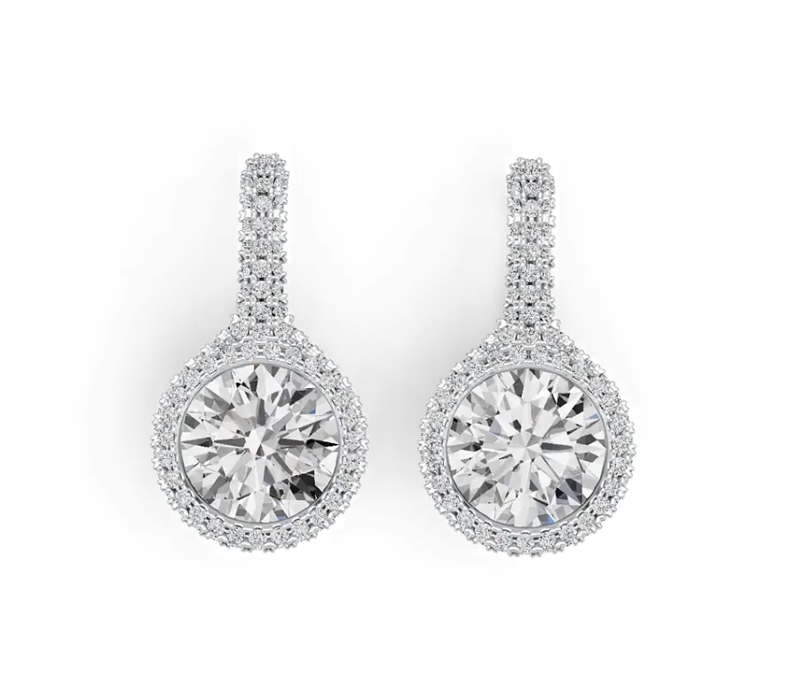Sterling Silver Semi Mount Earrings Setting Round RD 10x10mm with White Topaz - Syzjewelry