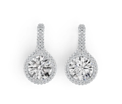 Sterling Silver Semi Mount Earrings Setting Round RD 10x10mm with White Topaz - Syzjewelry