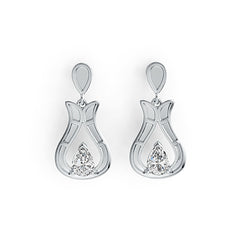 Sterling Silver Semi Mount Earrings Setting Pear PE 7X5mm Tulip Theme - Syzjewelry